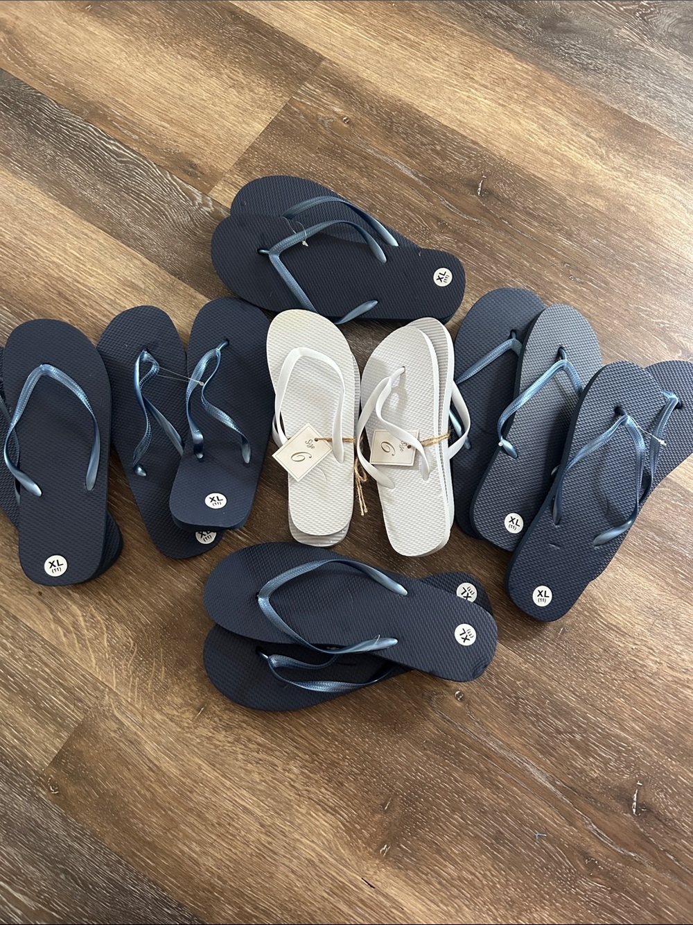Lot of Navy and Beige Flip Flop Sandals